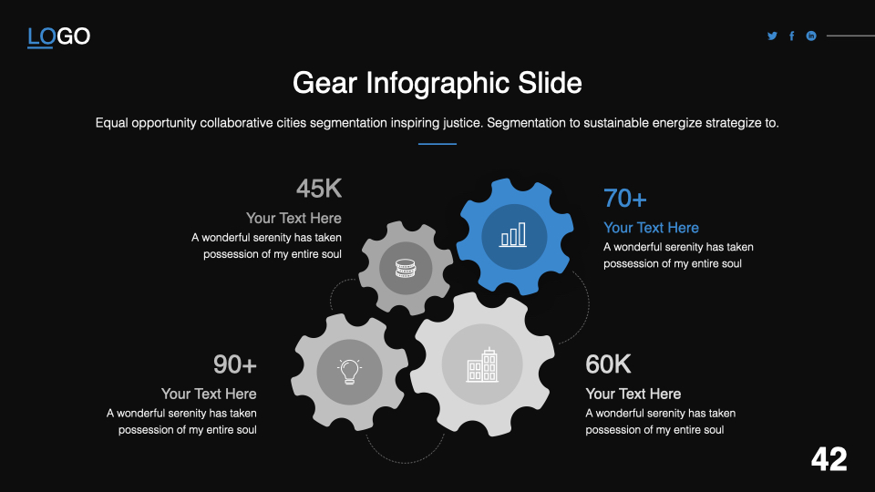 Gear infographic slide.