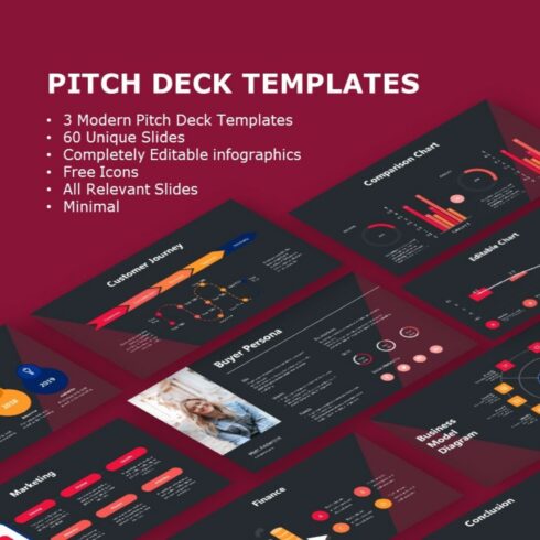 Modern Pitch Deck Design Templates cover image.