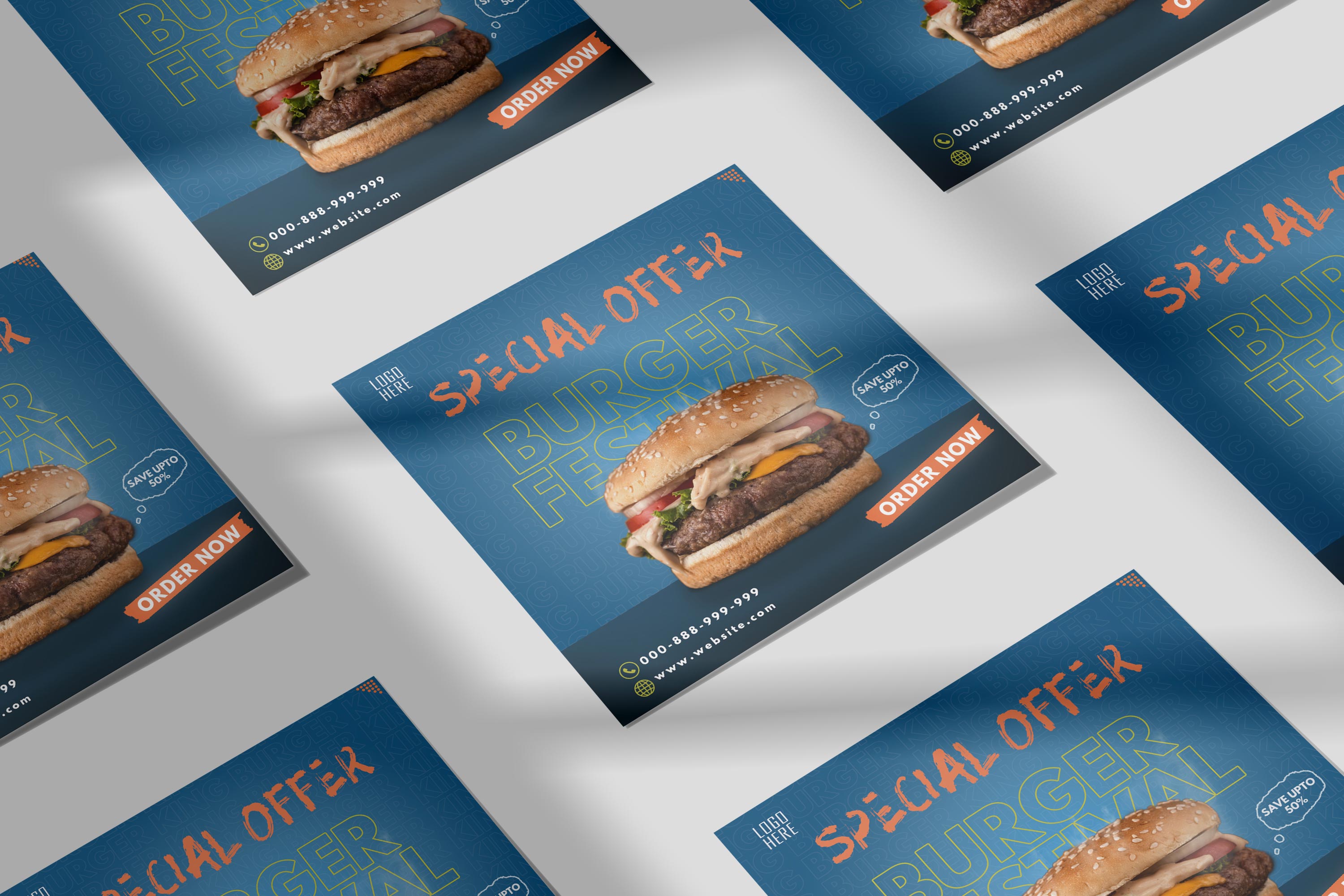 mockup Burger Flyer Template - Social Media Post