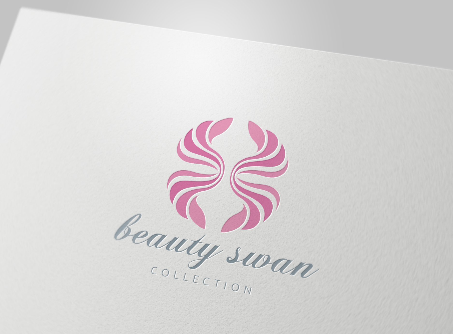 White paper with pink swan.