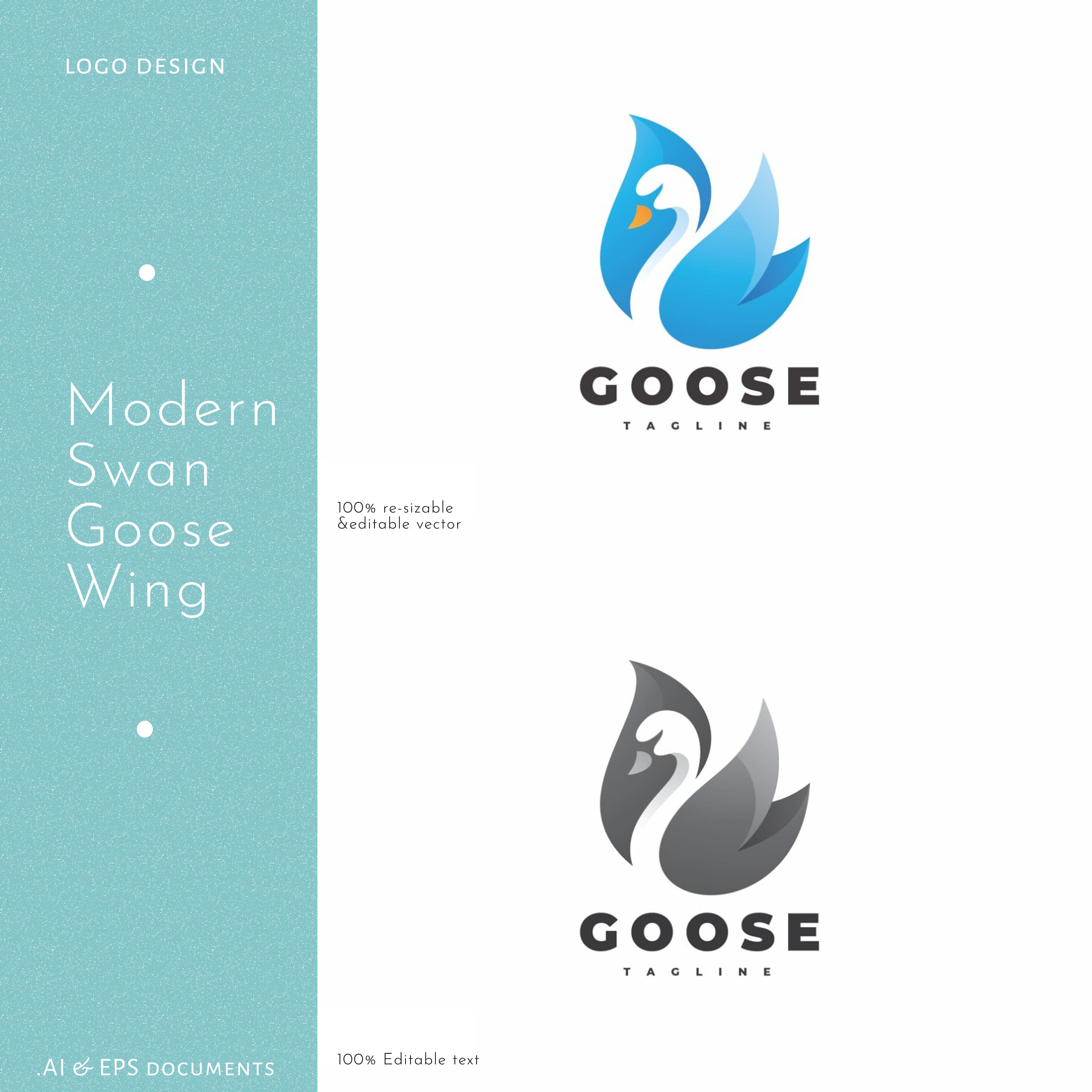 Modern Swan Goose Wing Logo Design cover.
