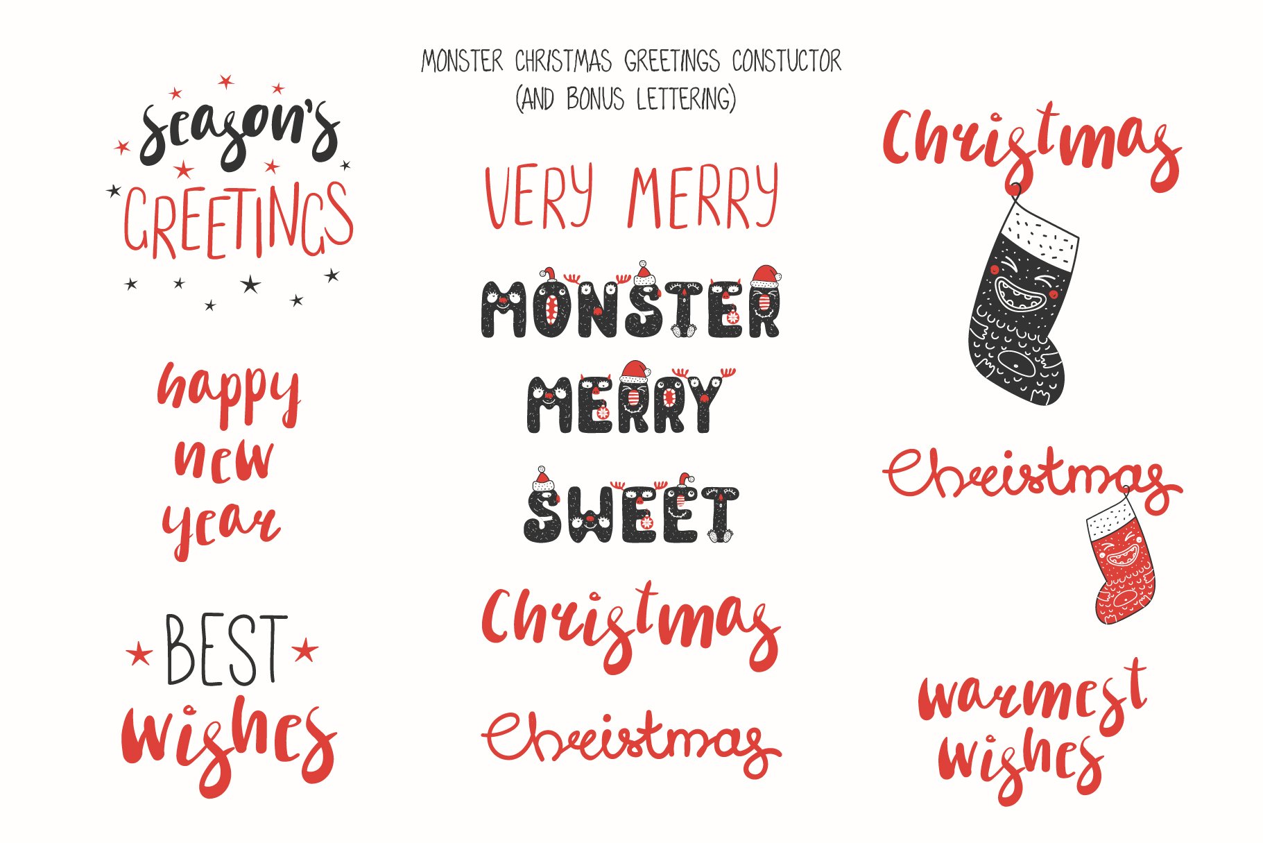 Monster Christmas greetings constructor.
