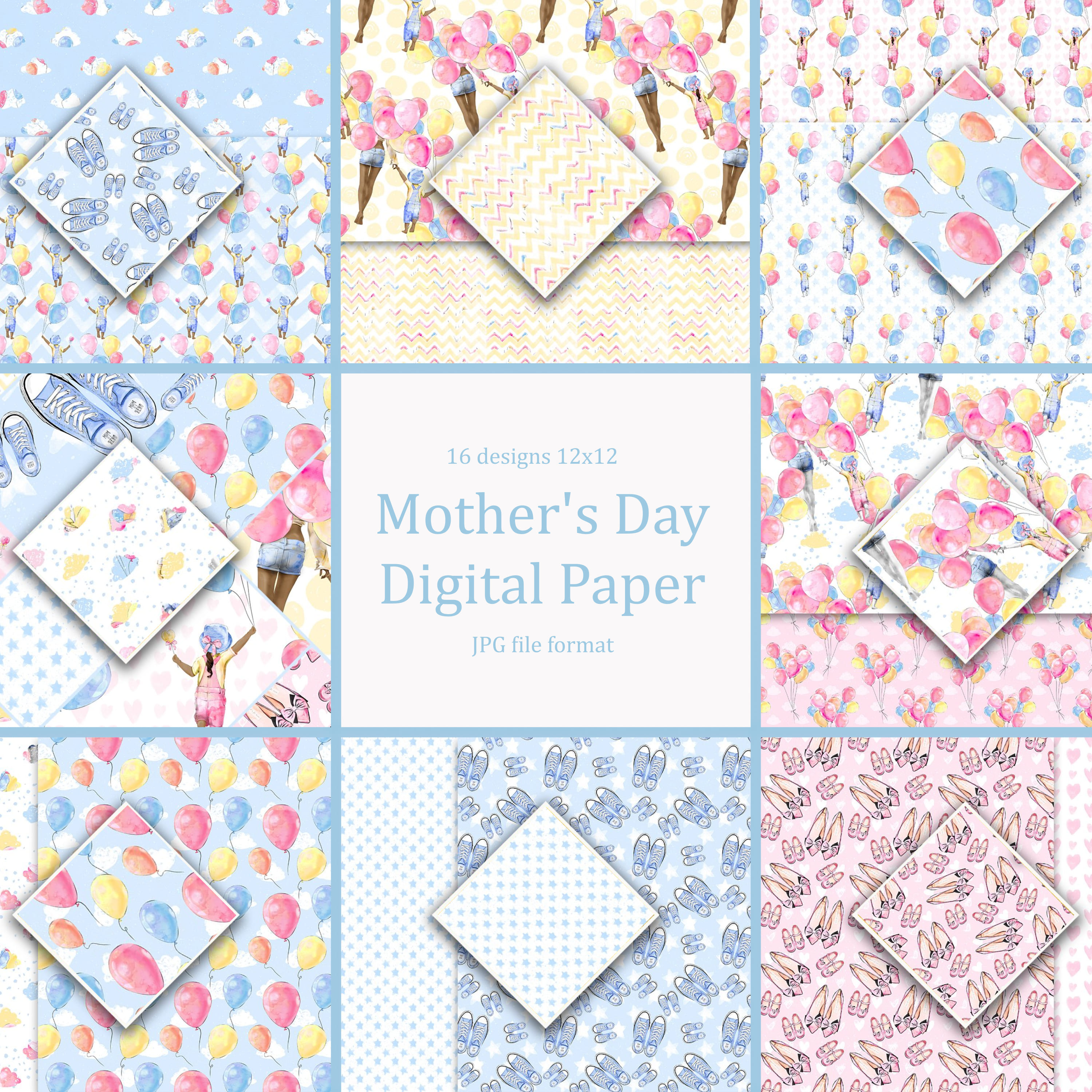 Mother's Day Digital Paper cover.