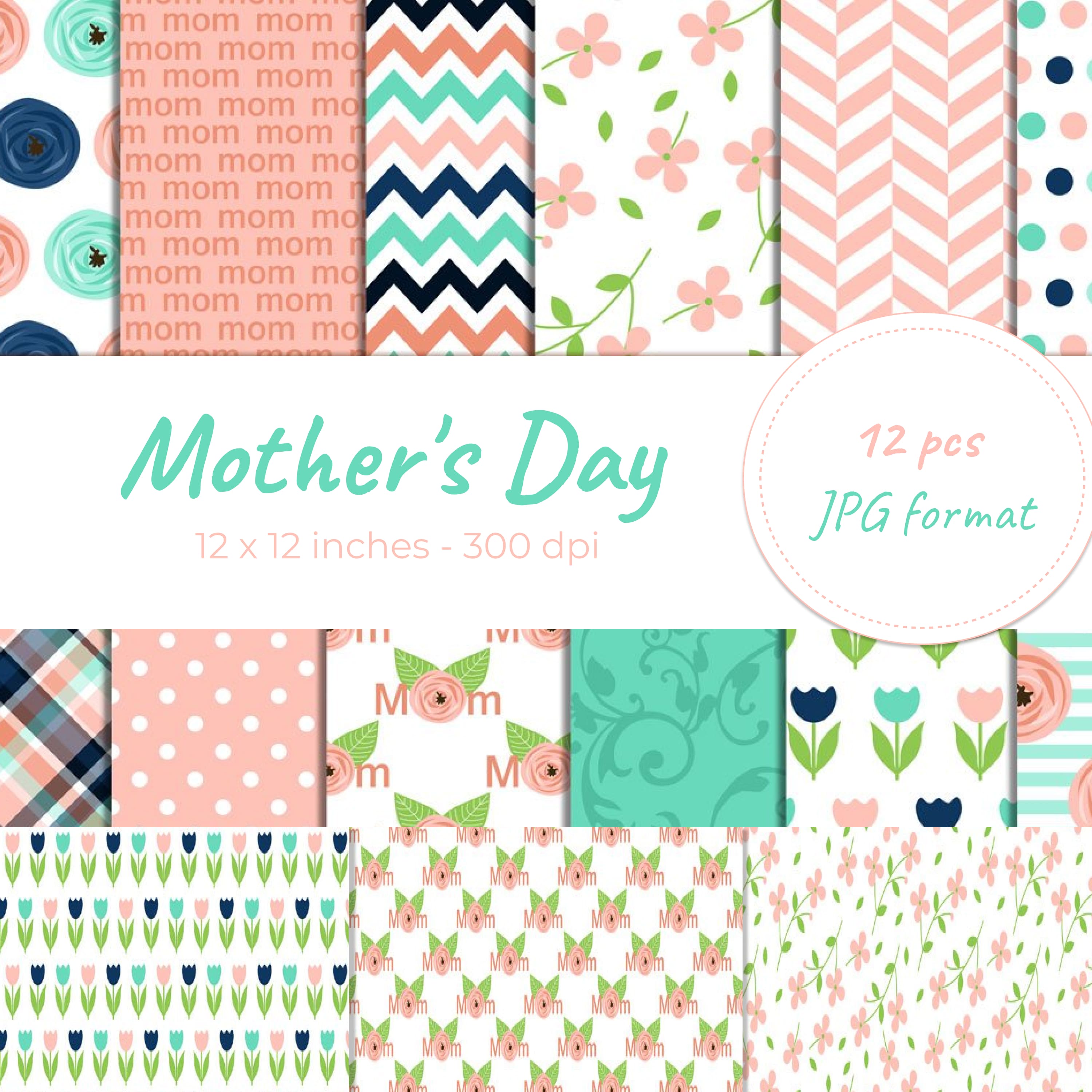 Mother's Day Digital Papers cover.