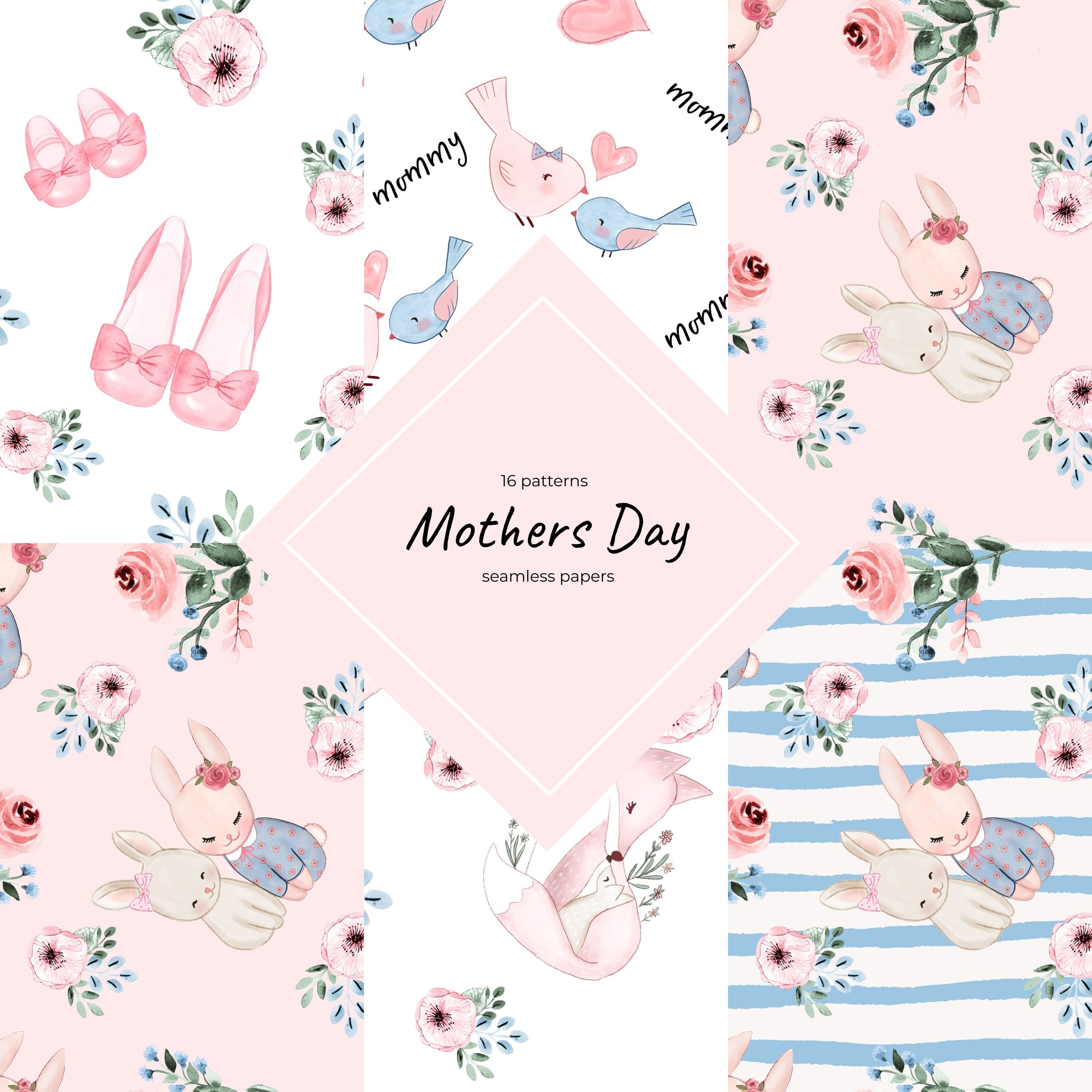 Mothers Day seamless papers.