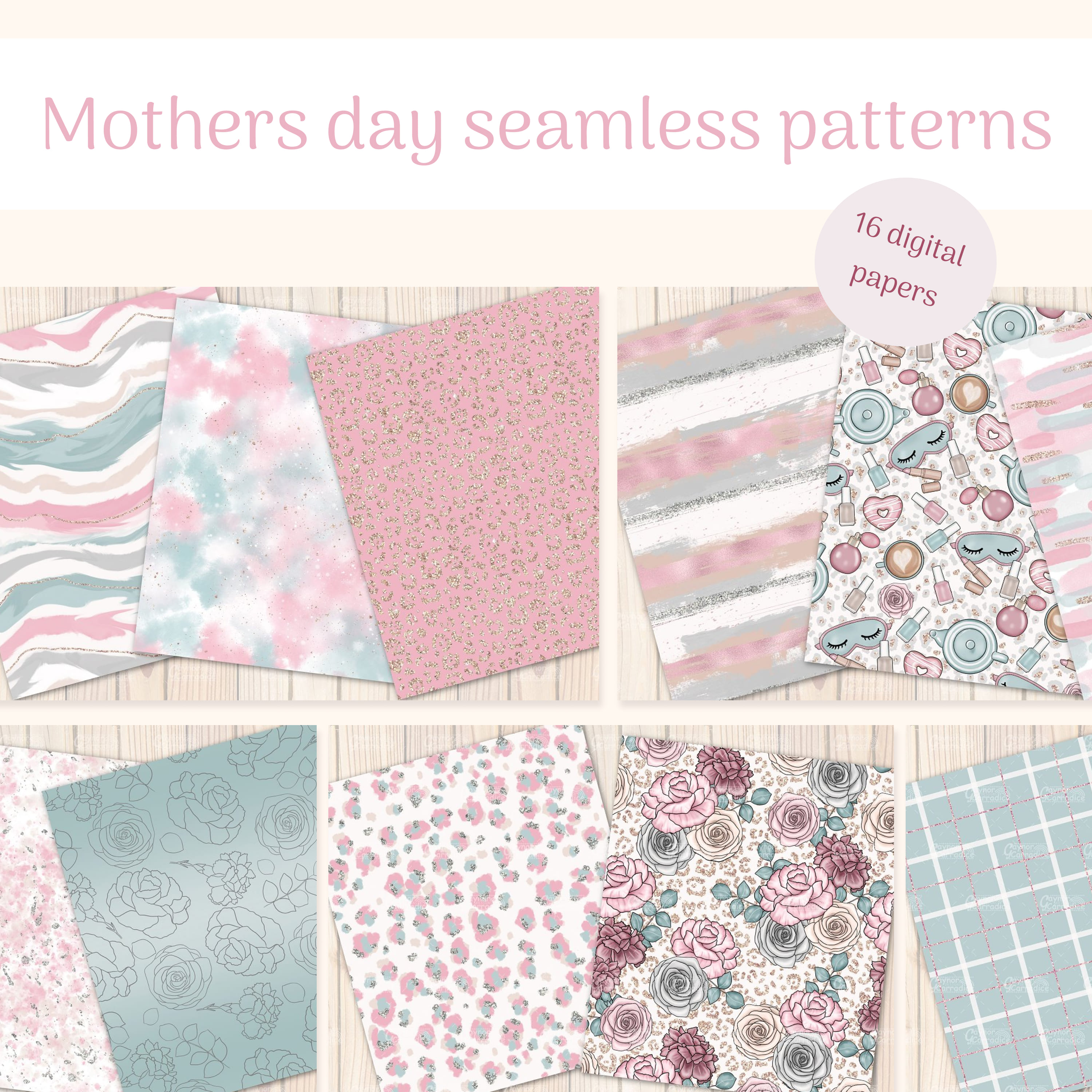 Mothers day seamless patterns cover.