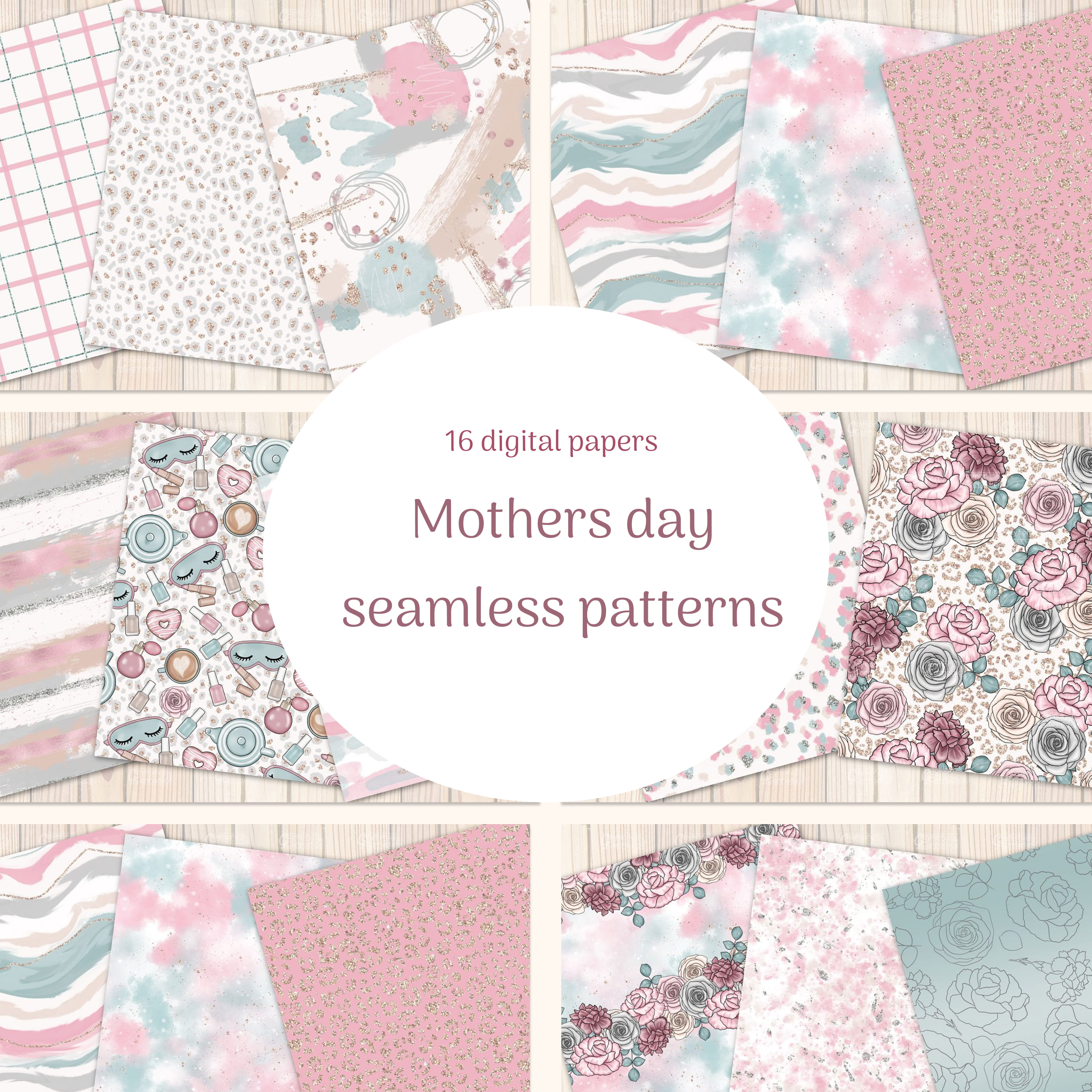 Mothers day seamless patterns.