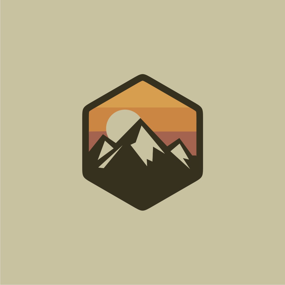 Beautiful Mountain Logo Set Hexagon Example.
