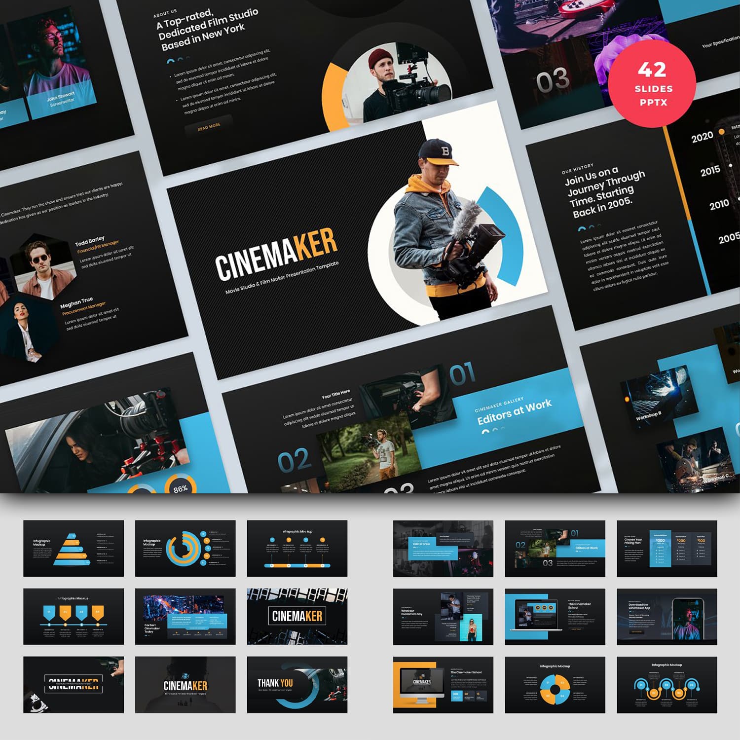 Movie Studio PowerPoint Template cover.