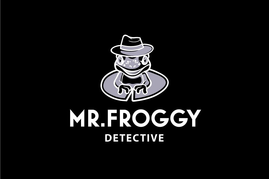 Mr. Froggy Detective on dark background.
