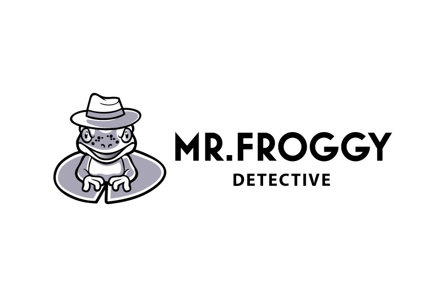 Mr. Froggy Detective on light background.