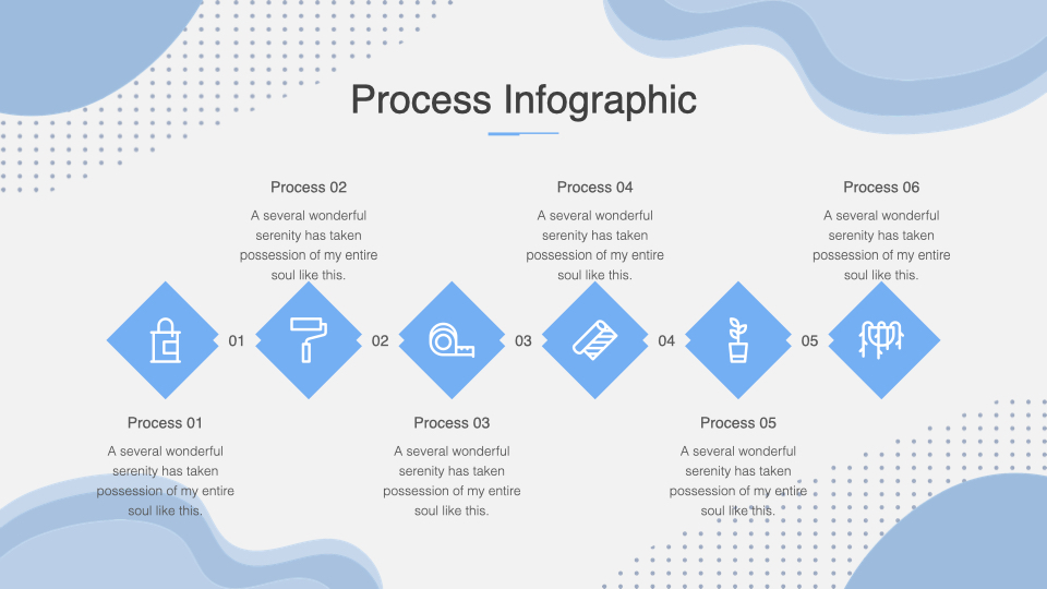 Blue geometric shapes for process infographic.