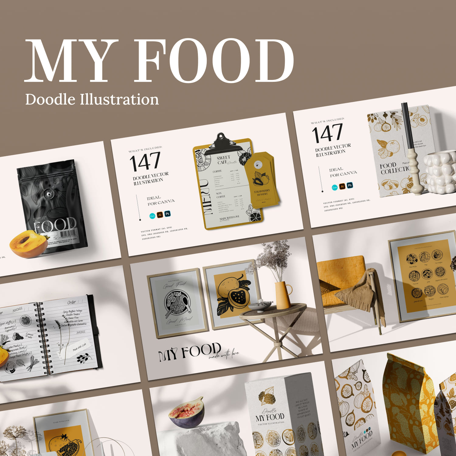 My food doodle illustration - main image preview.