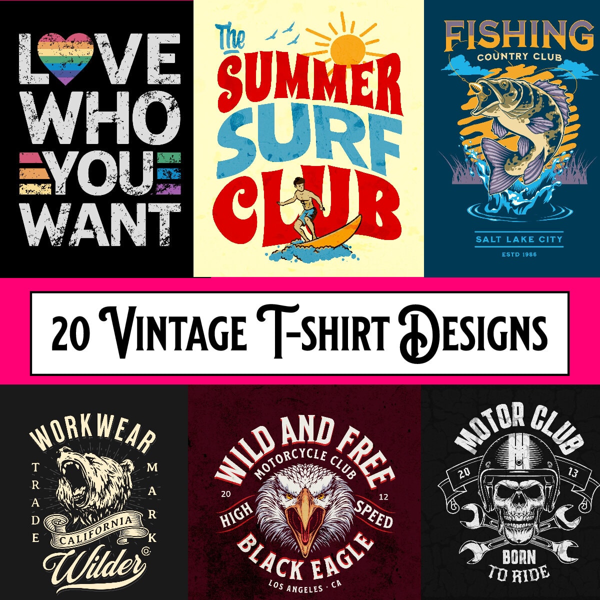 10 Vintage T-shirt Designs Bundle SVG Retro Collection - MasterBundles