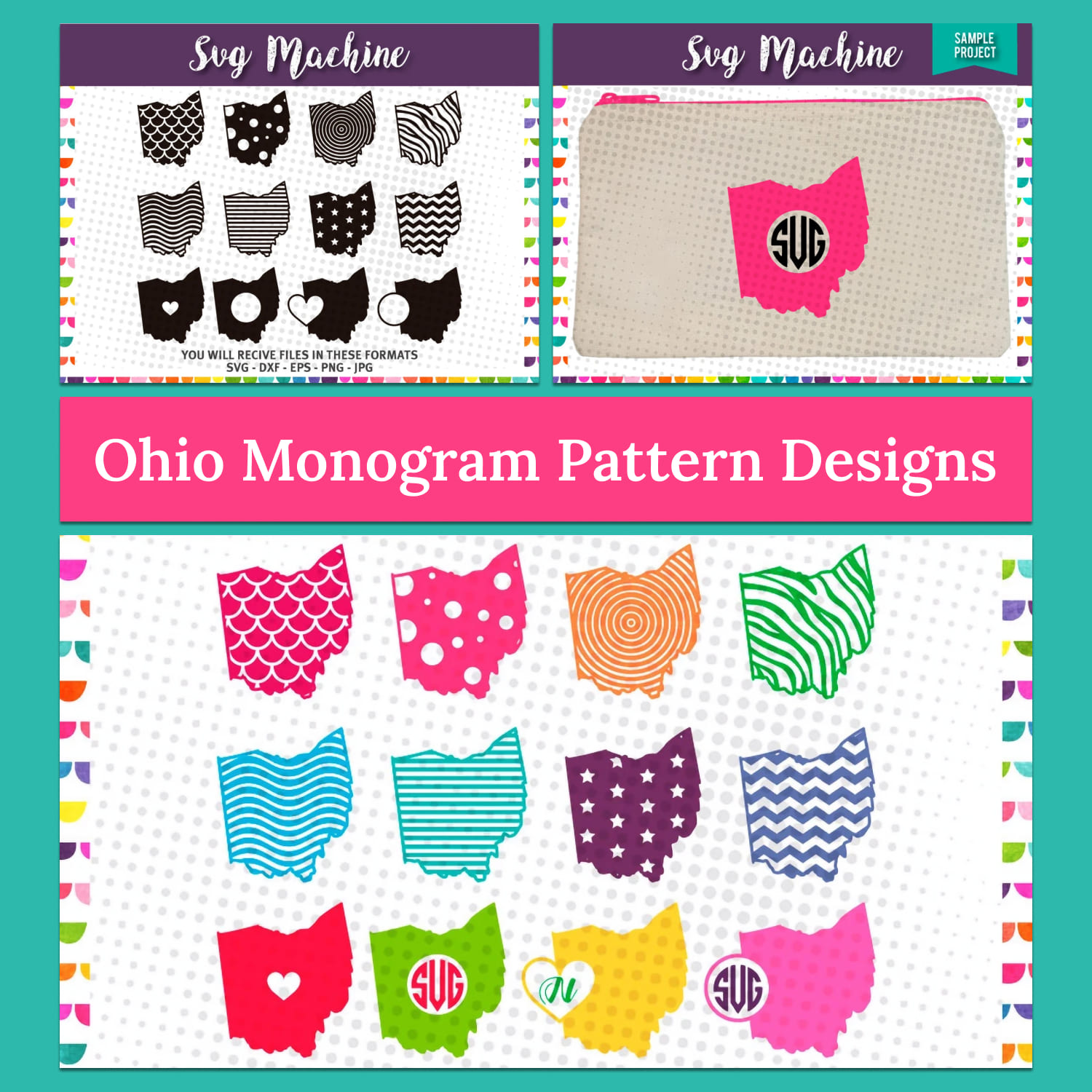 Ohio monogram pattern designs, Ohio State SVG cover.