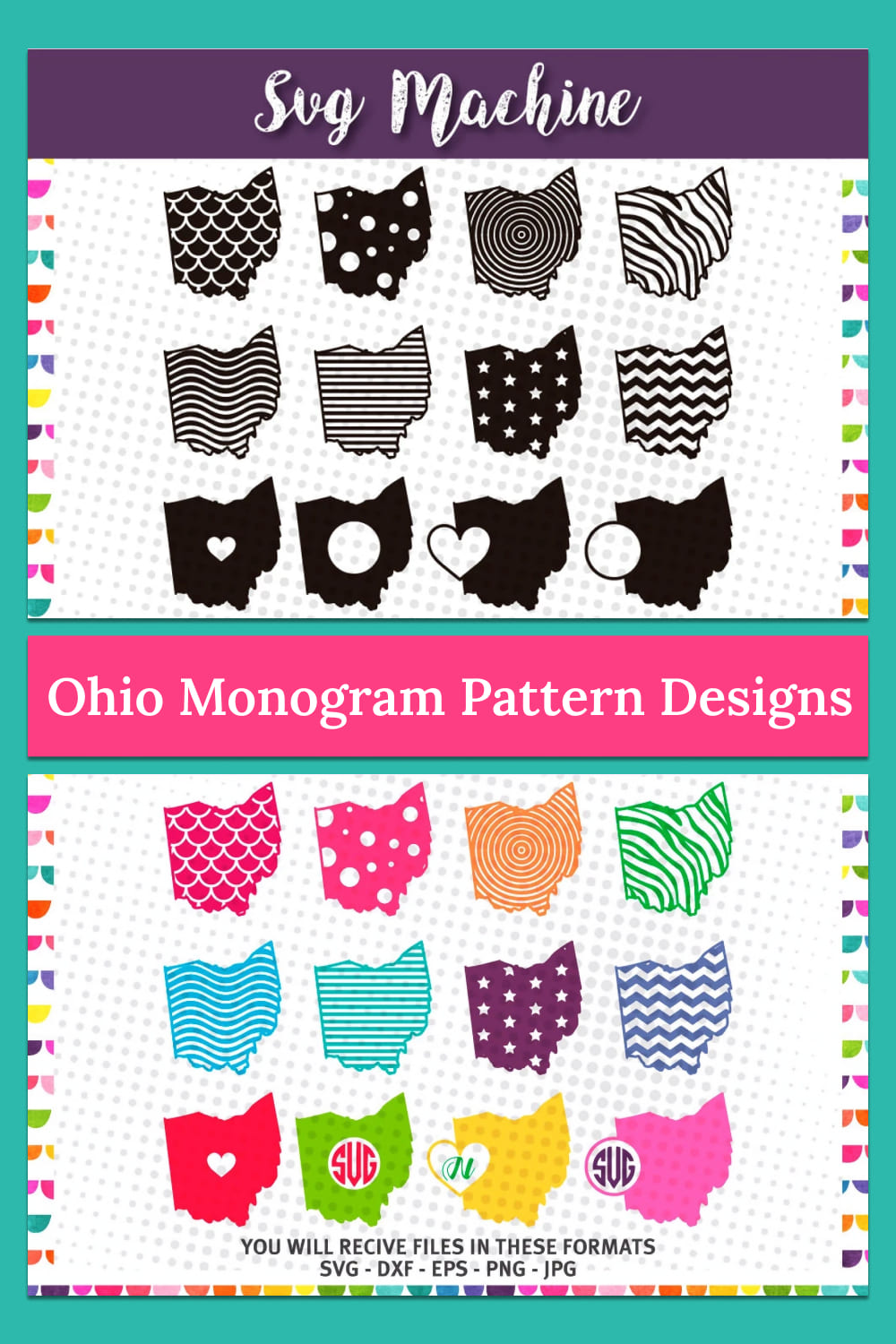 Ohio monogram pattern designs, Ohio State SVG.