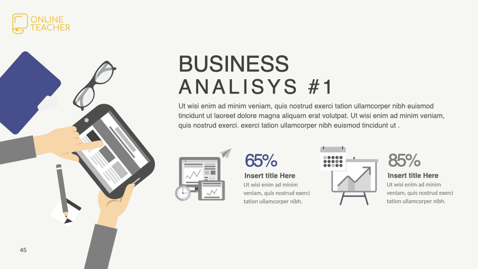Colorful business analysis slide.