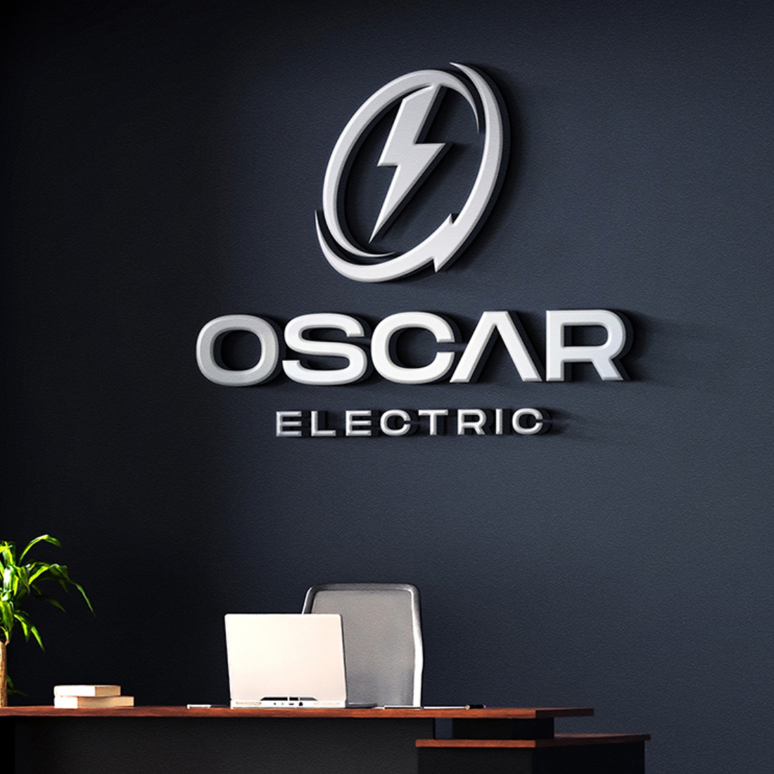 Modern And Stylish Electric Logo Wall Example.
