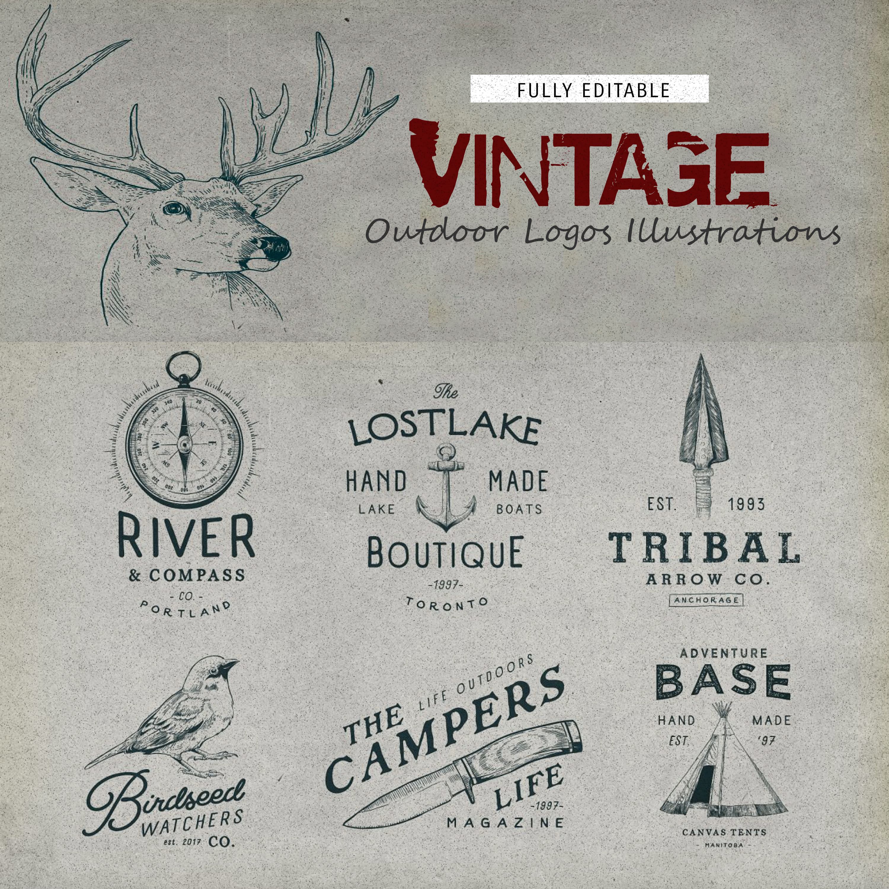 Outdoor Vintage Logos Illustrations.