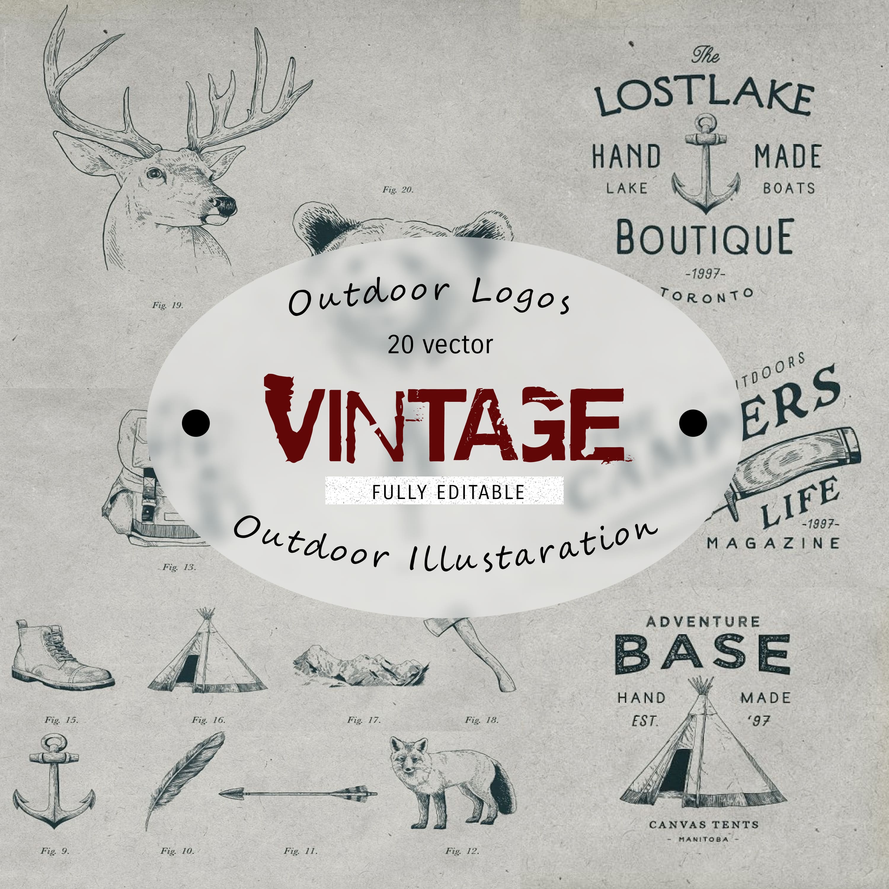 Outdoor Vintage Logos Illustrations cover.