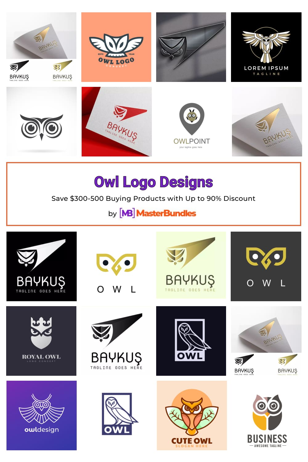 Owl Logo Designs Pinterest image.