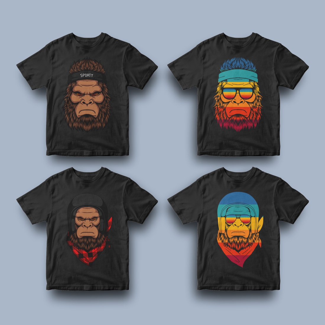 20 Bigfoot Retro T-shirts Design in bundles previews.
