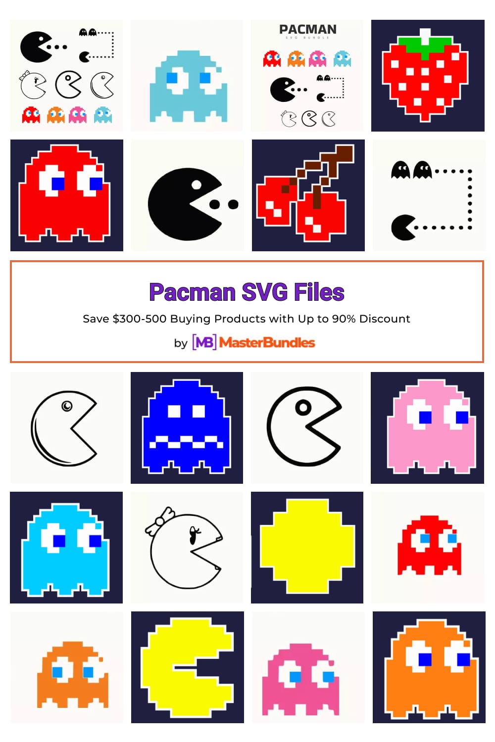 Pacman SVG Files Pinterest image.