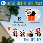 Cute panda digital stickers Bundle|Printable stickers | MasterBundles