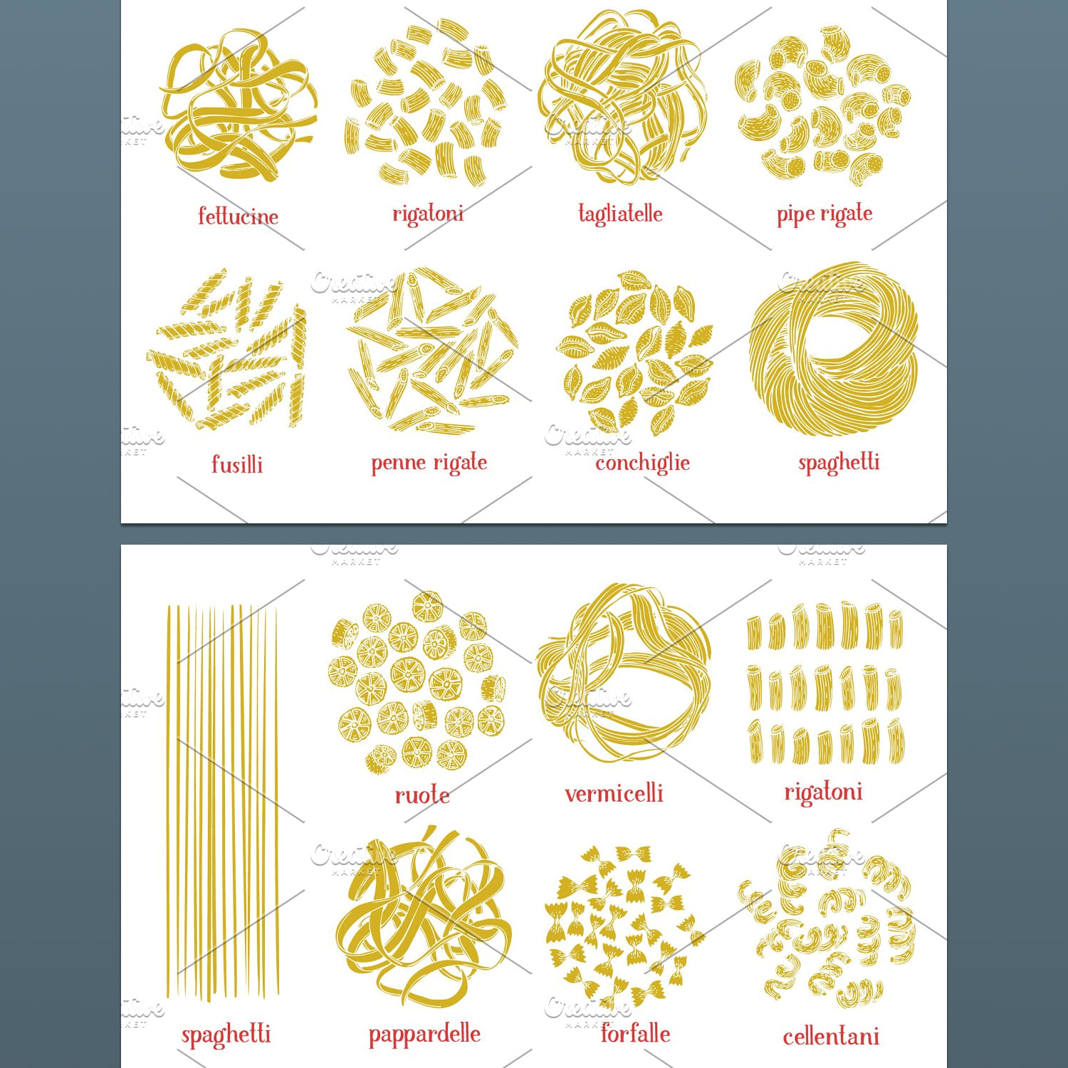 Pasta Vector Collection created by Lubov Illustrations Shop.