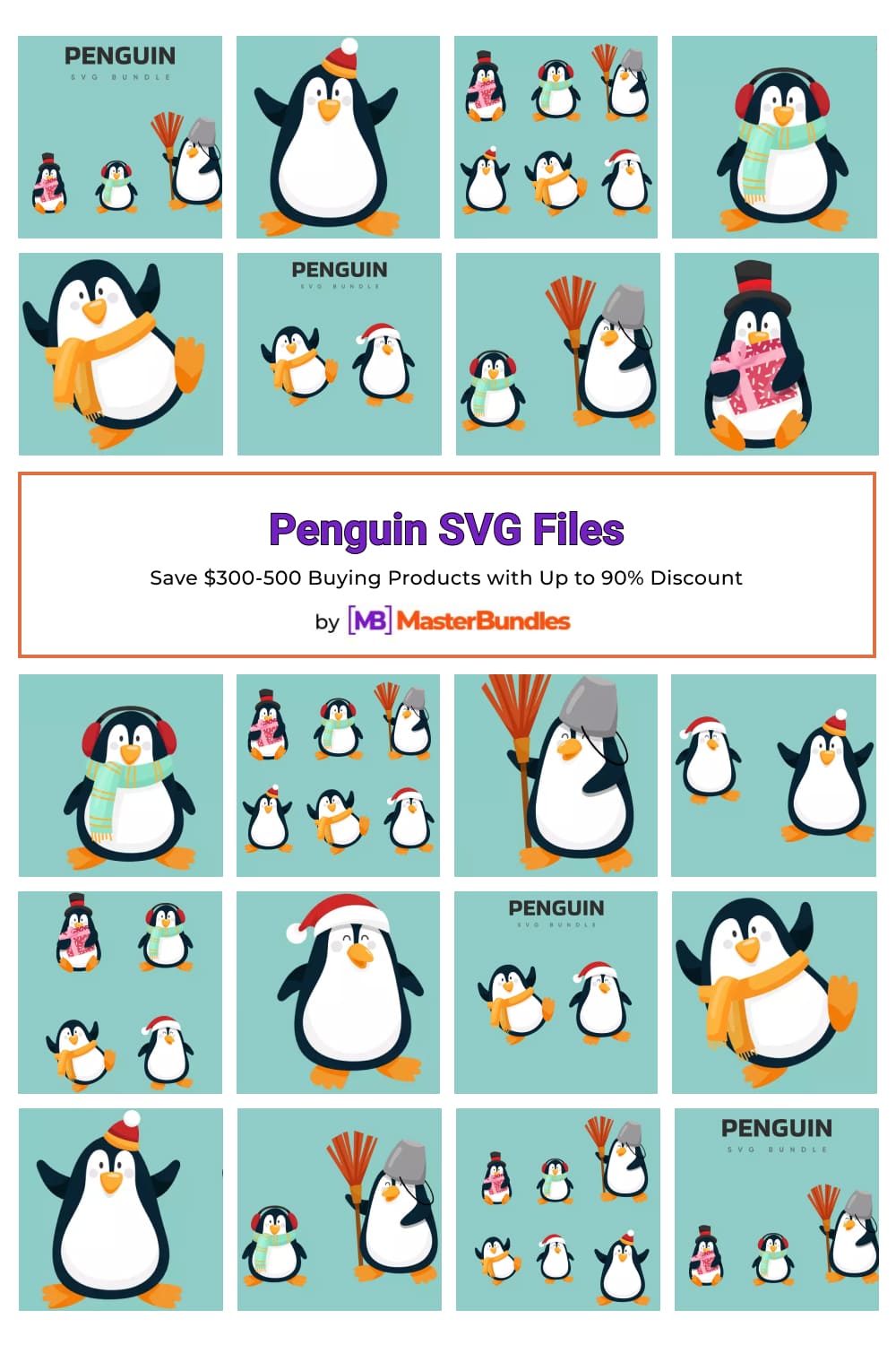 Penguin SVG Files Pinterest image.