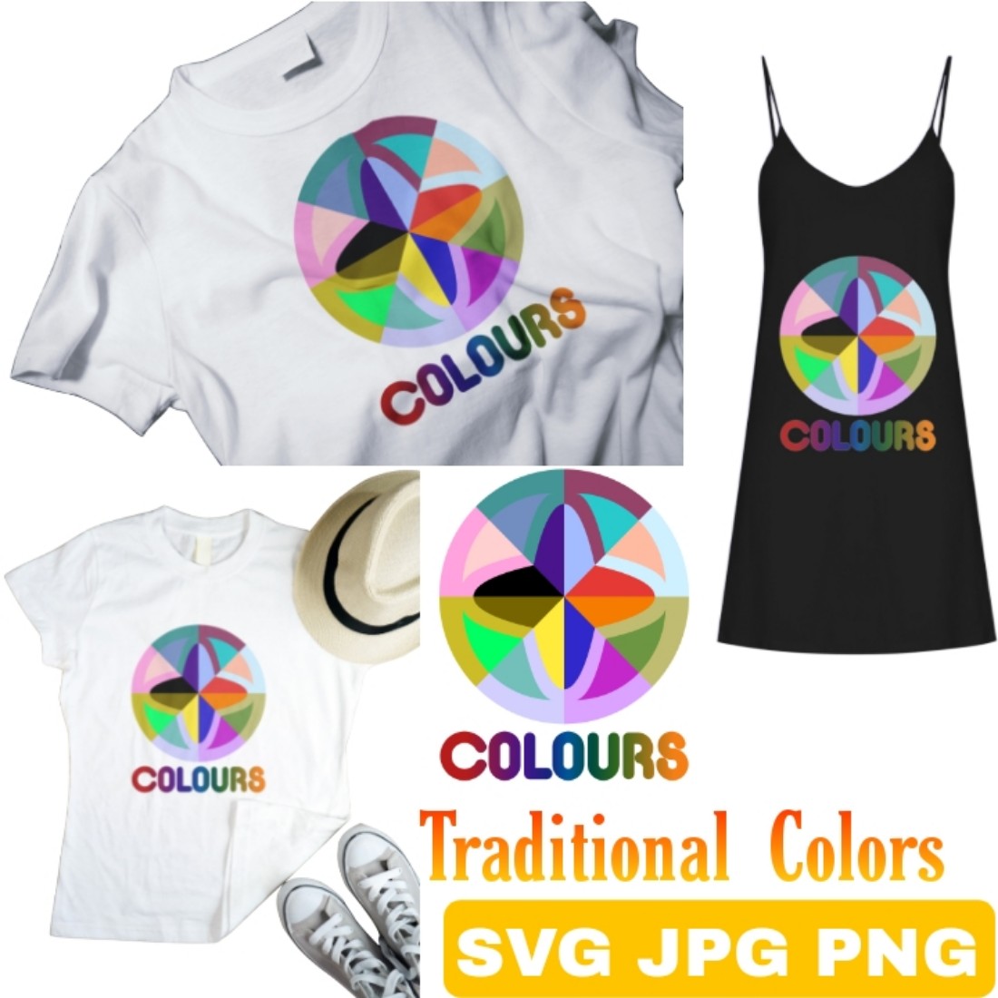 Traditional Colors T-shirt Design SVG File cover image.