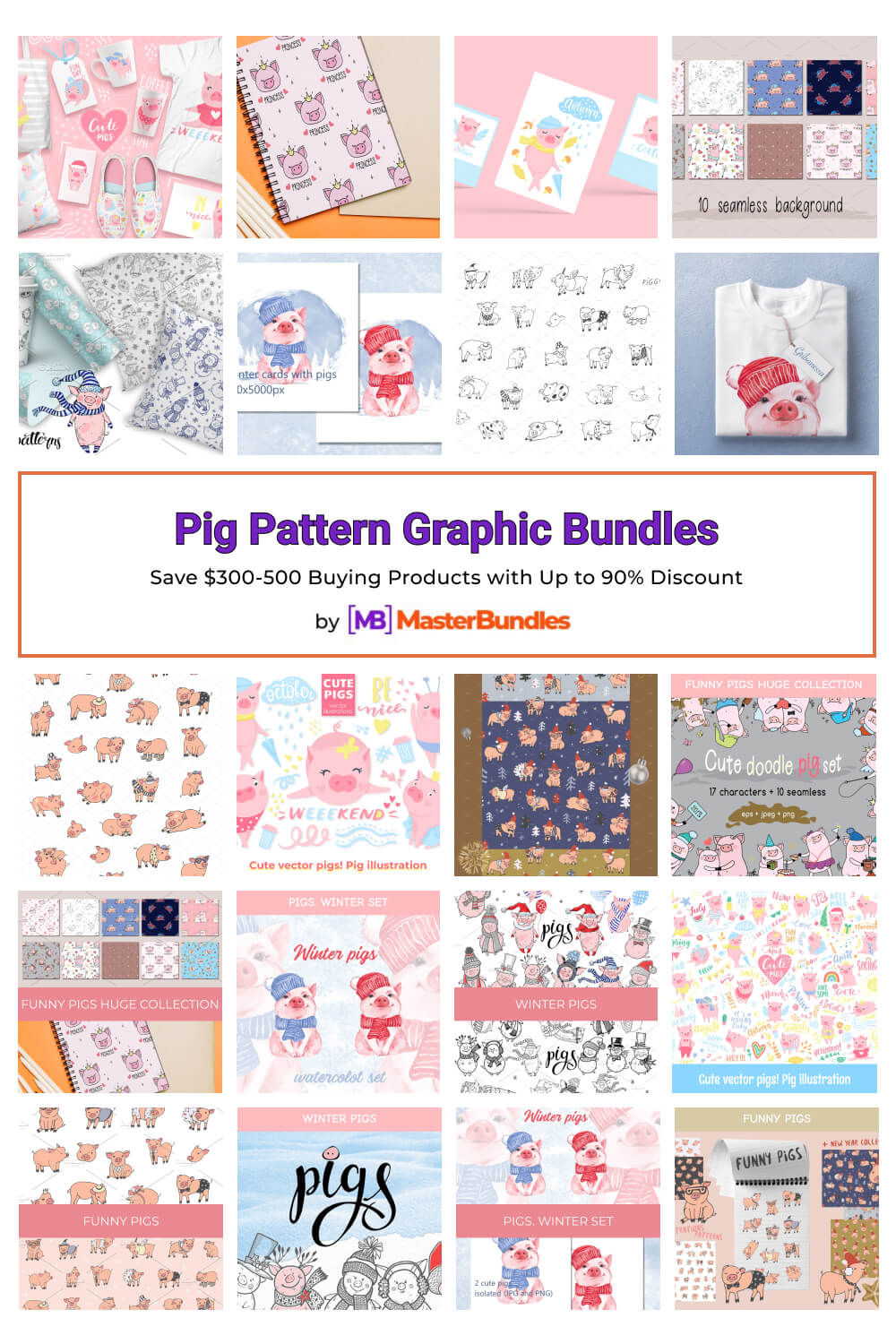 pig pattern graphic bundles pinterest image.