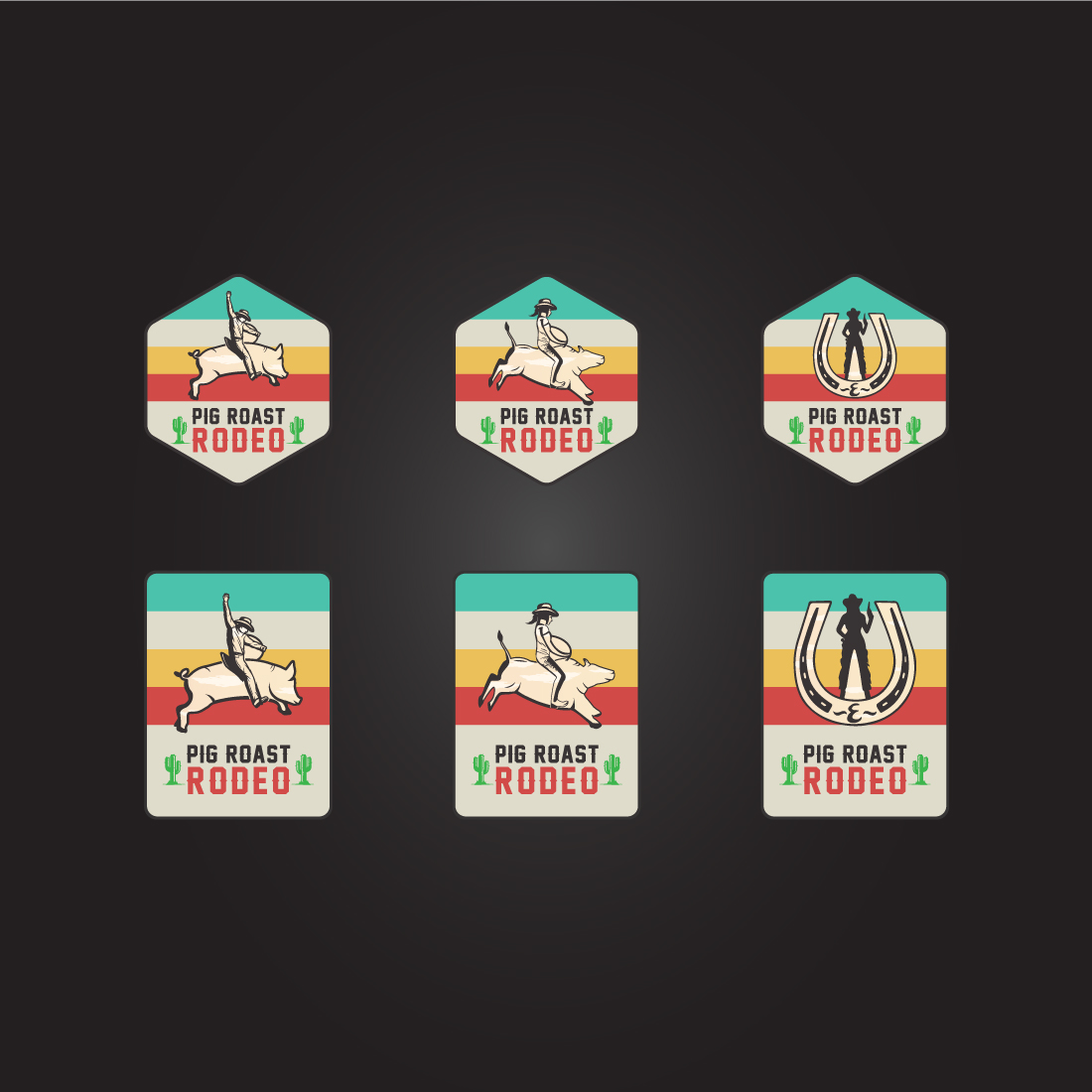 6 Vintage Pig Roast Rodeo Logo Design cover image.