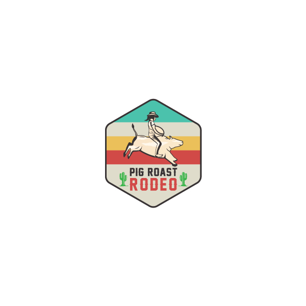 6 Vintage Pig Roast Rodeo Logo Design