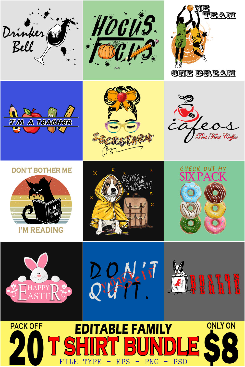 20 Family High Quality T-shirt Designs pinterest image.