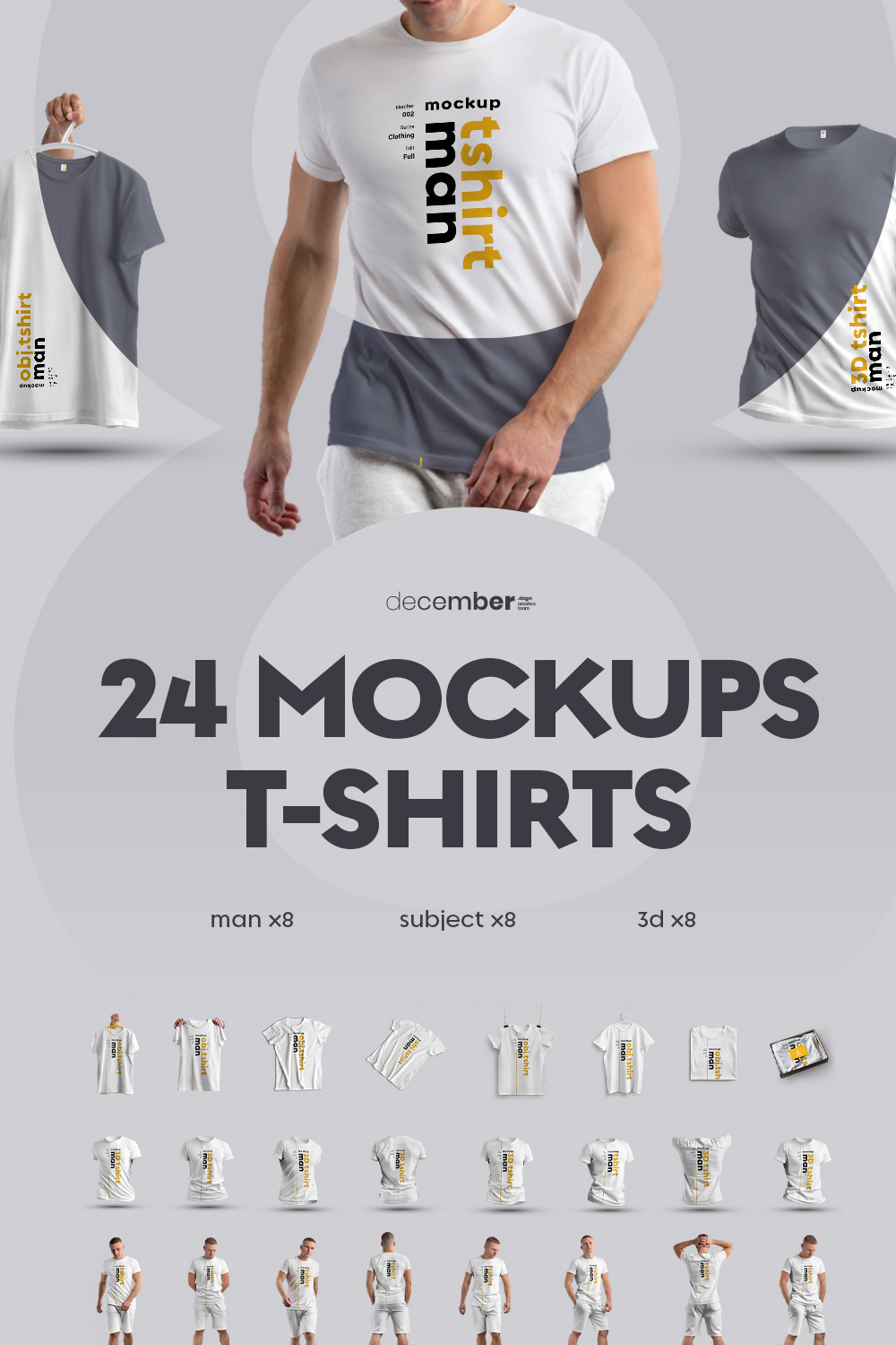 24 MockUps Man T-Shirt Pinterest Image.