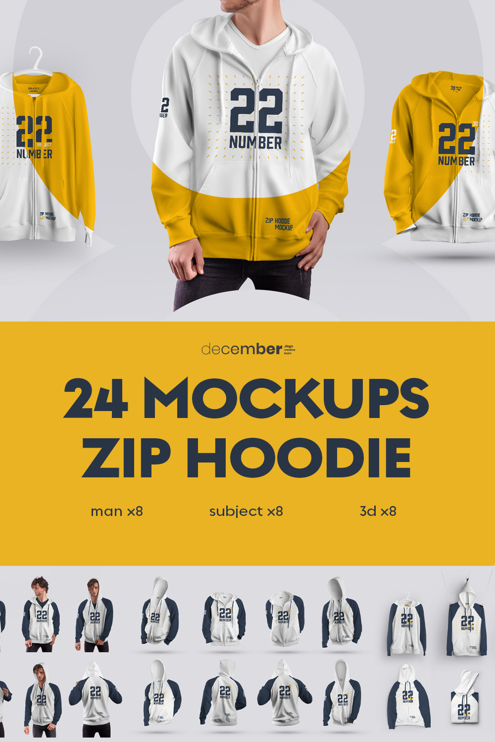 24 Zip Hoodie Mockup Collection #5 Pinterest Image.