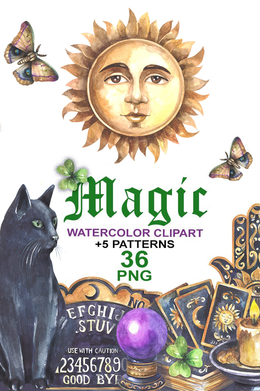 Magic Collection Watercolor Clipart Pinterest Image.