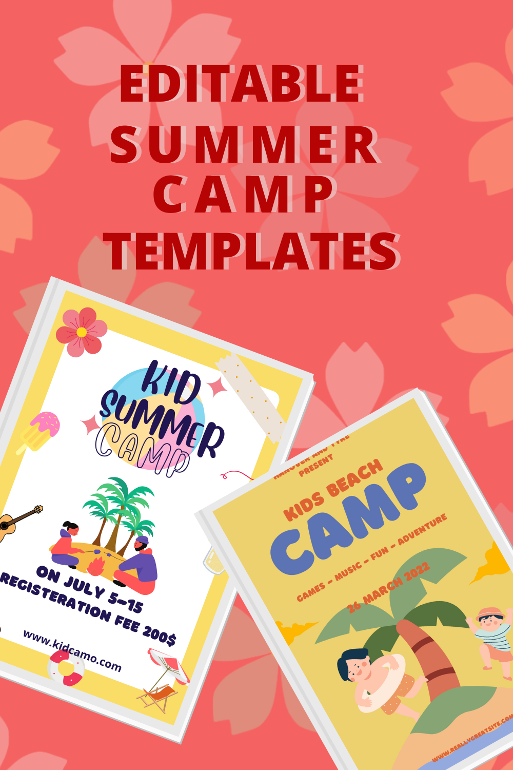 10 Editable Instagram Summer Camp Templates Pinterest Image.