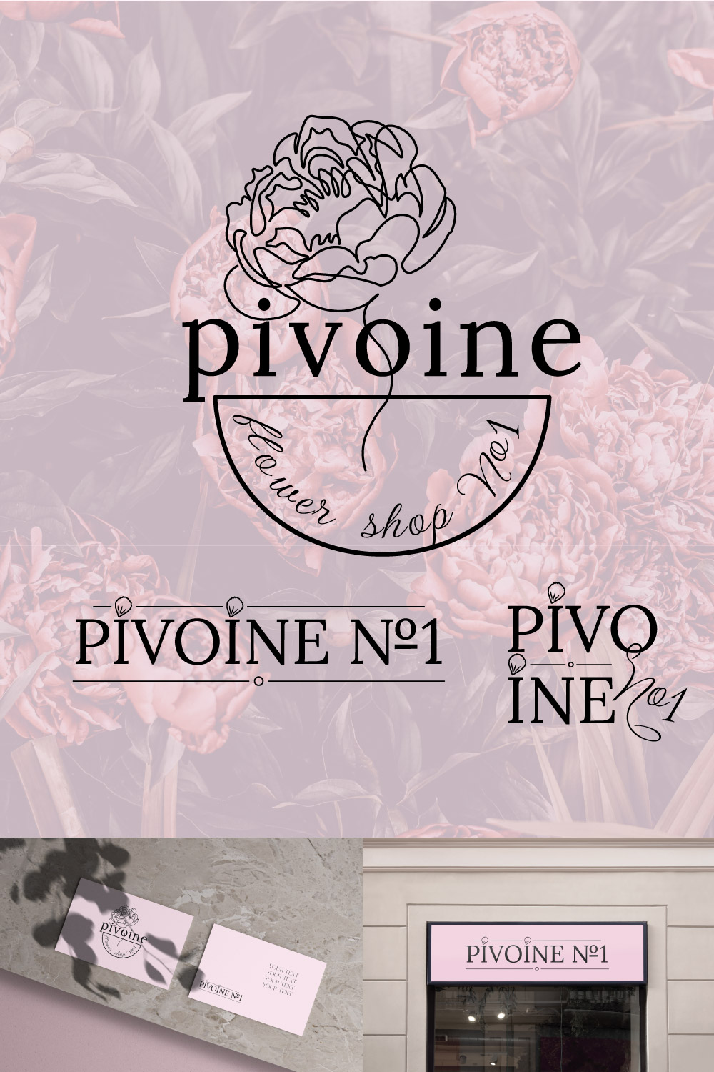 pinterest Logo & Business card & Stickers for Flower Shop