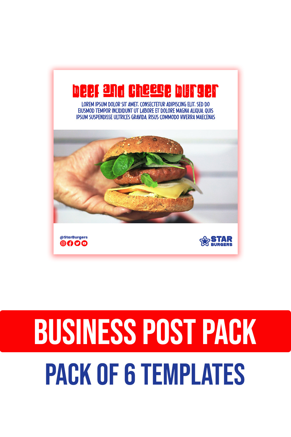 pinterest Burger Social Media Post ( Fast Food - Hamburger) - instagram post