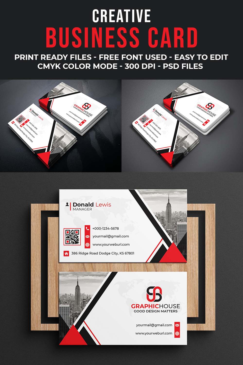 pinterest image Modern Creative And Professional Business Card Template.