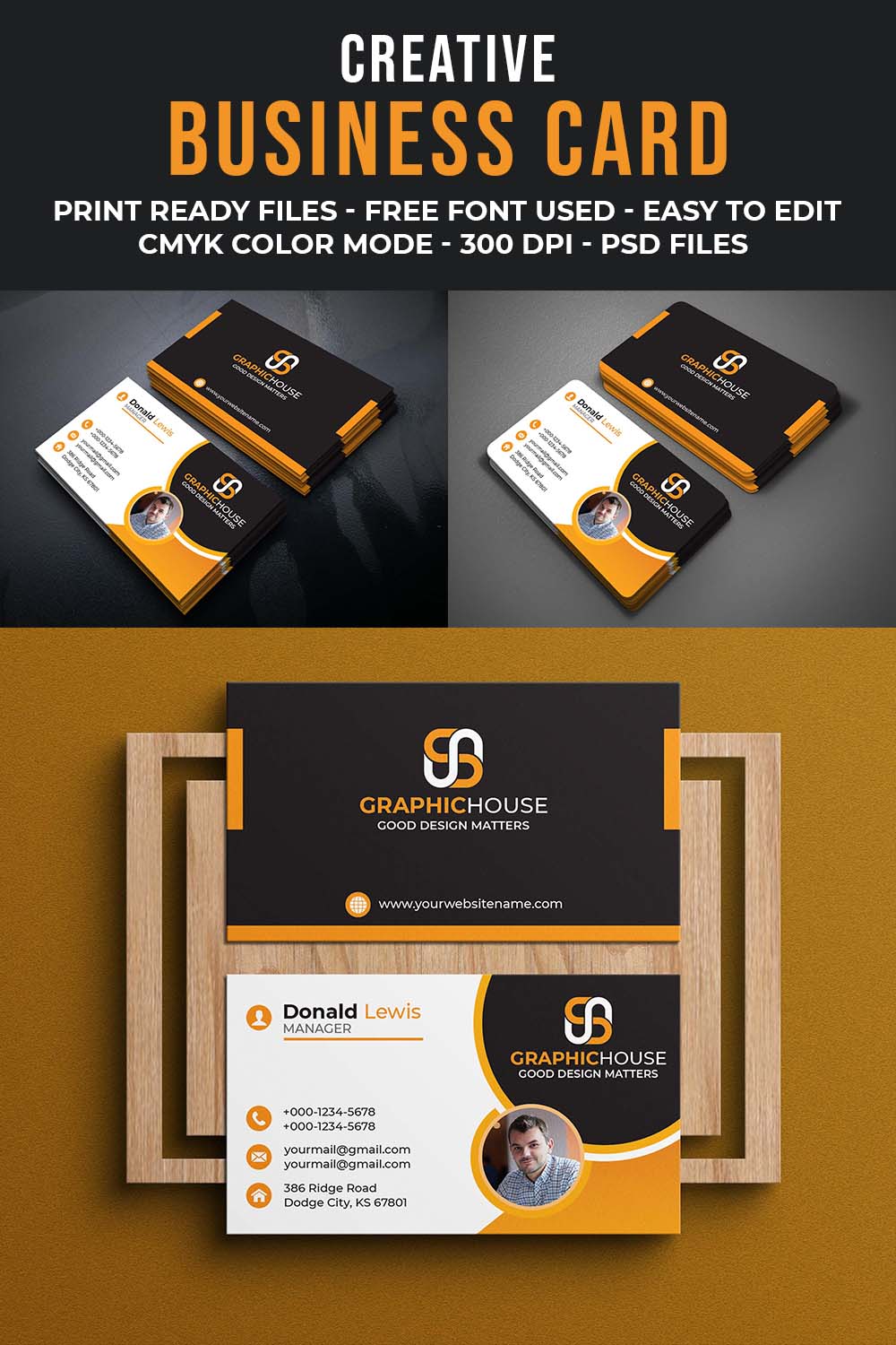 Creative Professional Business Card Template Pinterest Image.