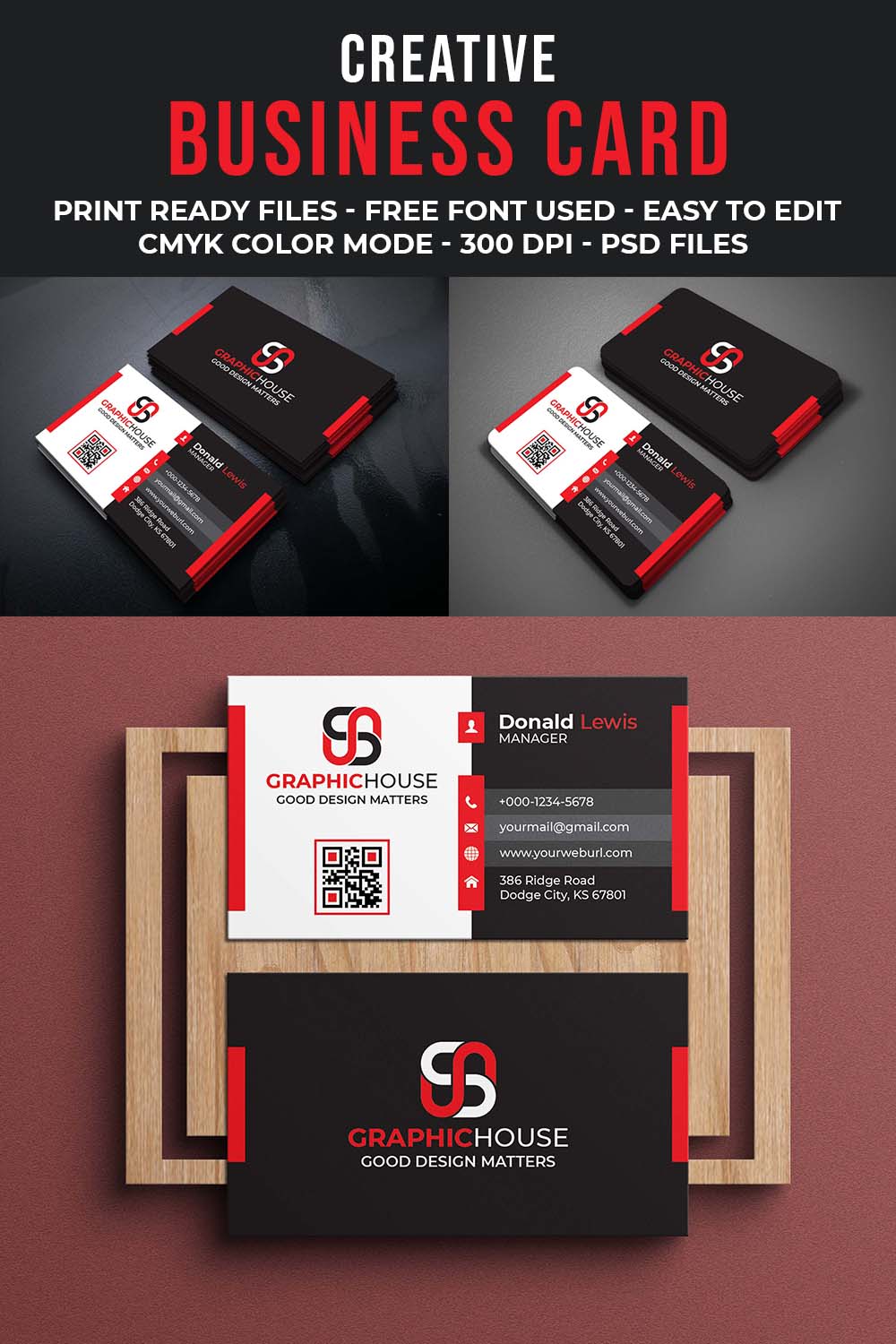 Creative And Professional Business Card Template Pinterest Image.