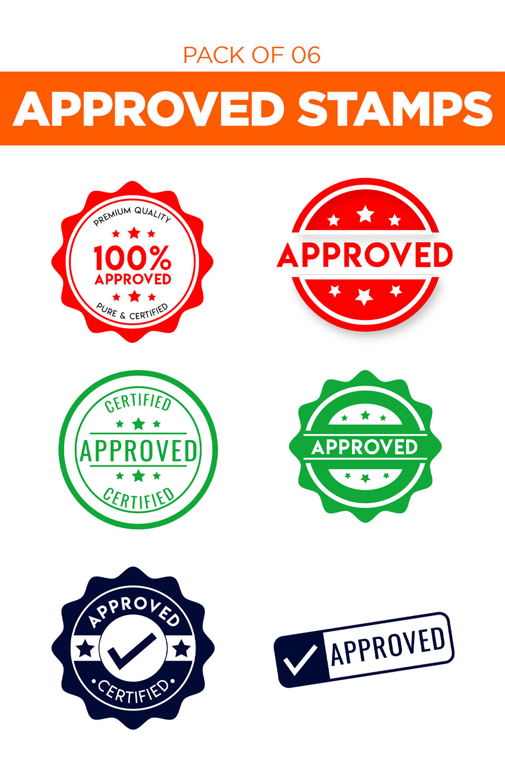 Pack Of 6 Approved Stamp Logos Pinterest Image.