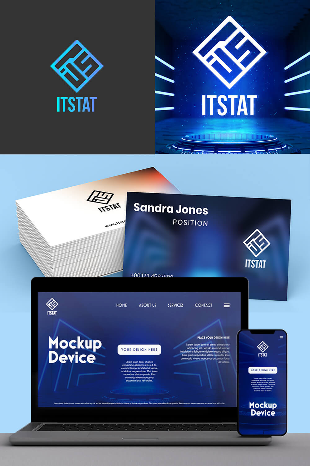 pinterest preview IT Stat Logo Design - IT Company Logo Template.