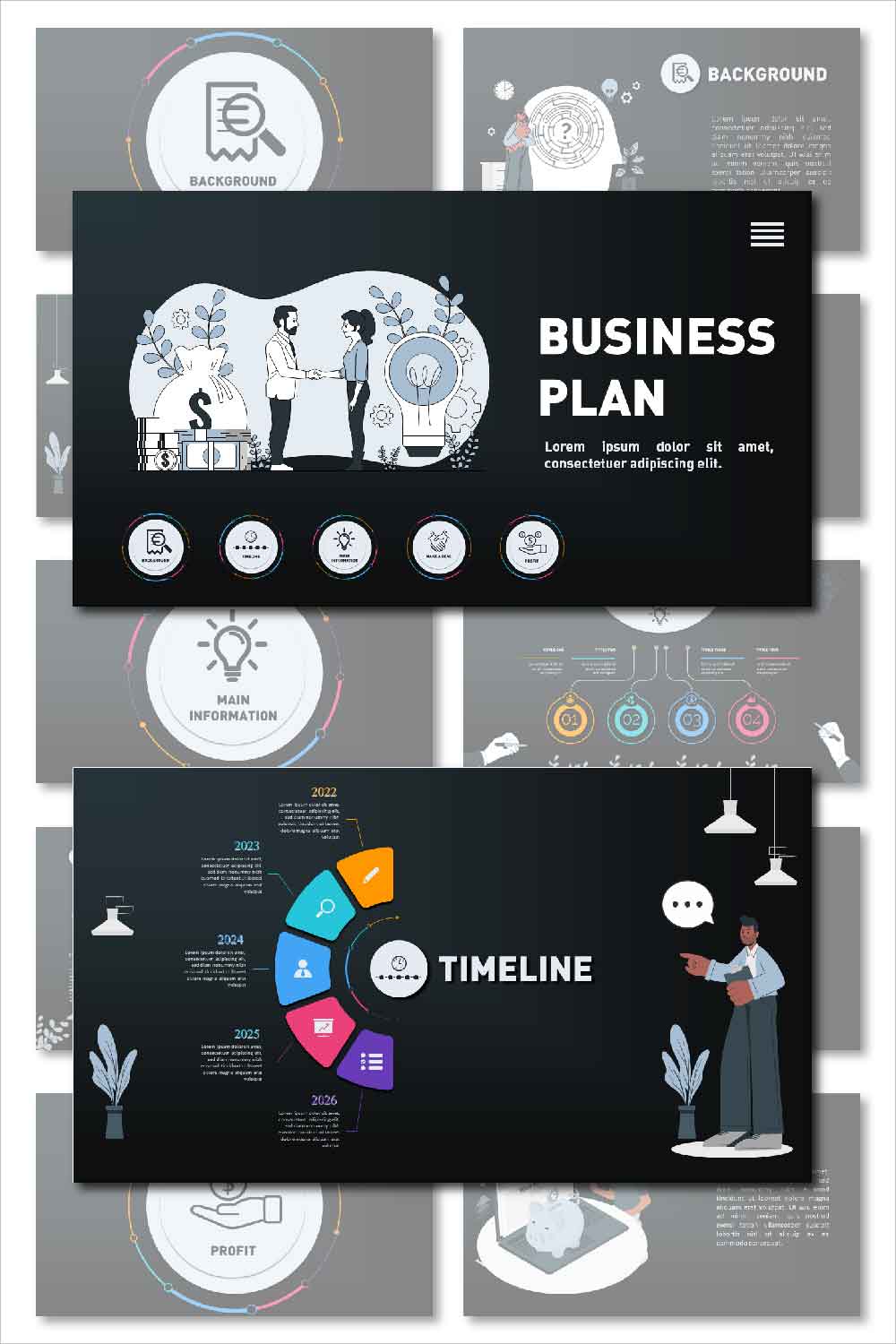 Business Plan Presentation PowerPoint Template Pinterest Image.