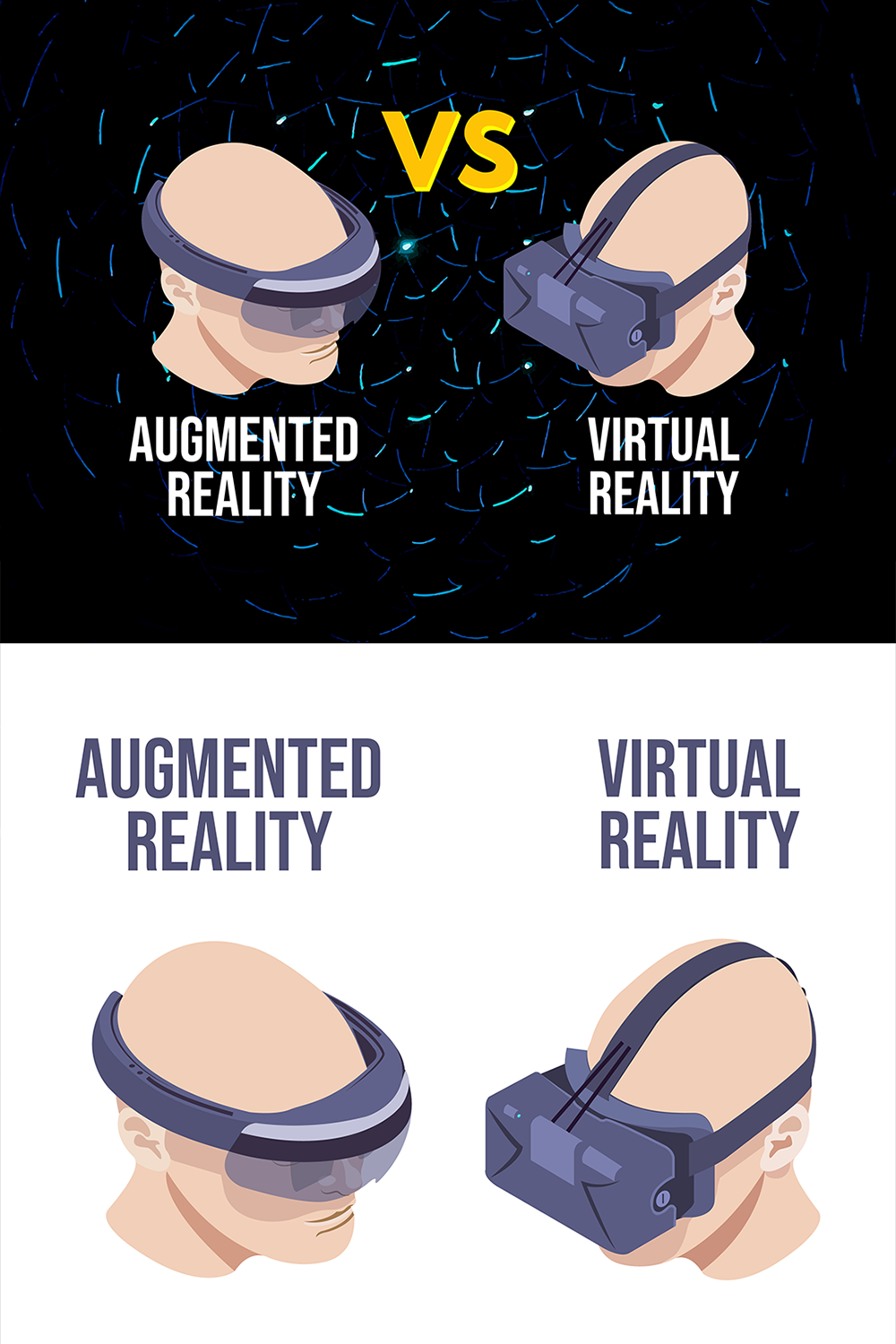 pintrest Augmented and Virtual Reality Vector Avatars Illustration.