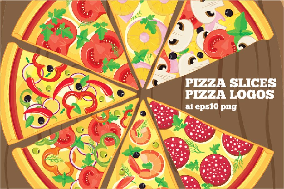 Cover image of Pizza Slices and Pizza Logos.