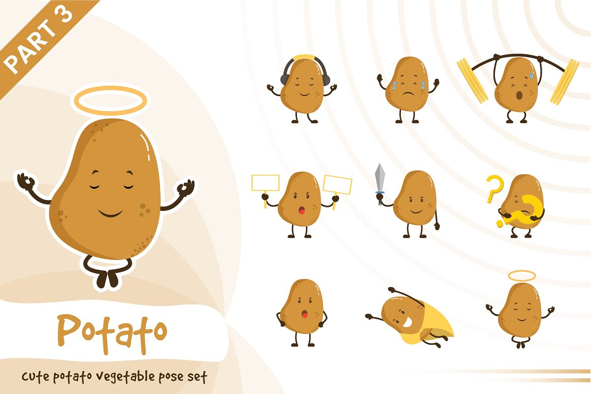 Cover image of Cartoon Cute Potato Vegetable Set.
